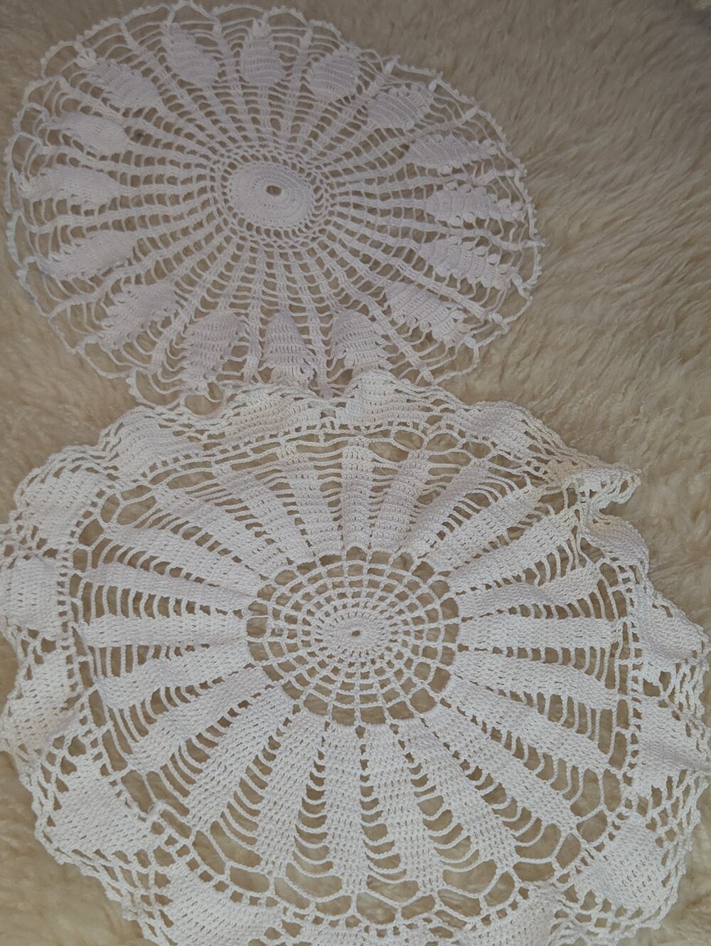 Unbranded Set of 2 Handmade White Crochet Doilies Set 12"